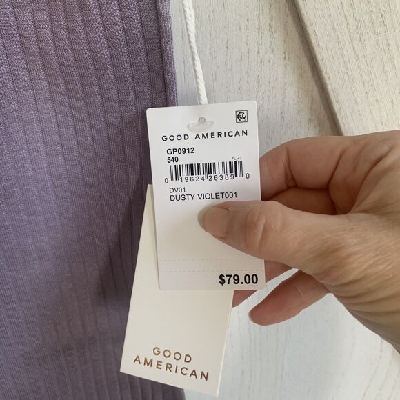 Good American Wide Ribbed Shine Clean Seamless Leggings Dusty Violet XXS/XS NWT - Picture 5 of 7